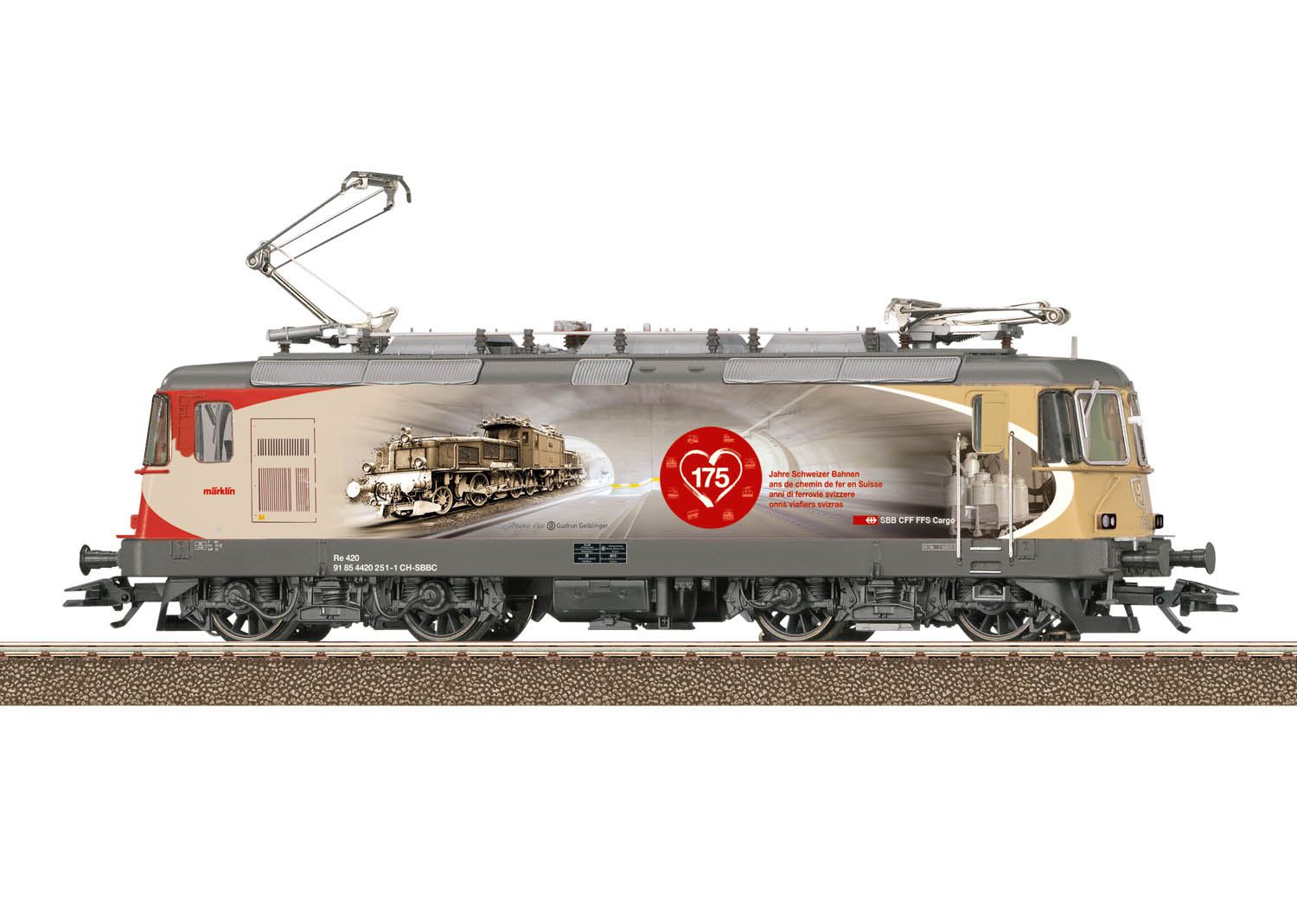 076-T25875 - H0 - Elektrolok Re 420 "175 Jahre Schweizer Bahnen", SBB, Ep. VI - DC, Digital, Sound